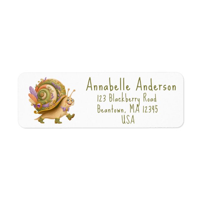 Etiqueta Personalizable de Correo de Caracol Feliz (Frente)