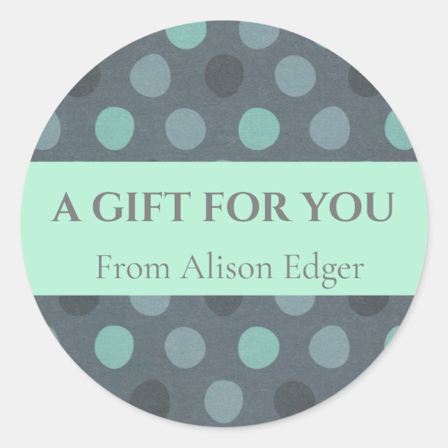 Etiqueta Personalizable de Lunares Turquesa del Po (Anverso)