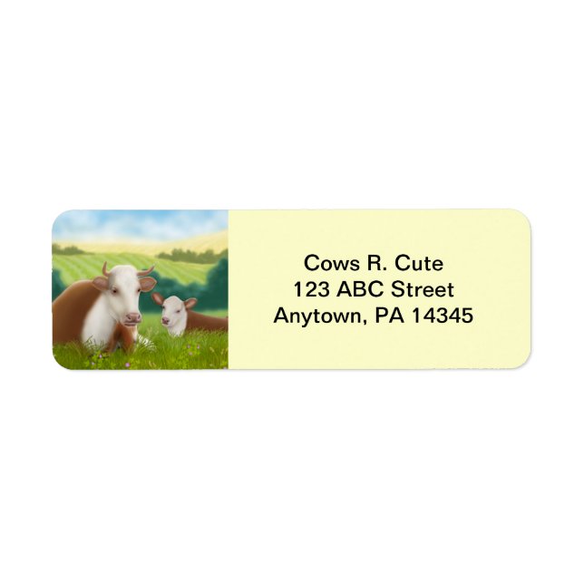 Etiqueta Personalizable Hereford Cow y Calf (Frente)