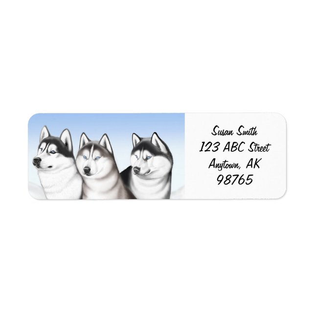 Etiqueta Personalizable Malamute Husky Dogs (Frente)