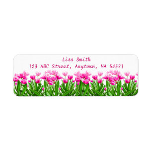 Etiqueta Personalizable rosado de los tulipanes de la