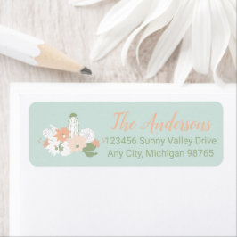 Etiqueta Personalizable Verde Cacti Peach