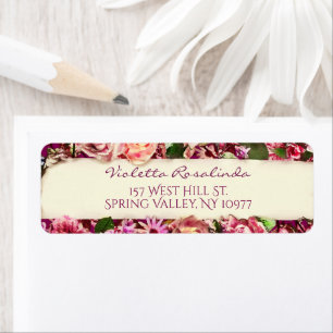 Etiqueta Personalizable Vintage Girly Alegría Floral Al Mun