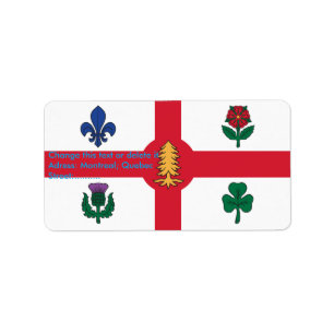 Etiqueta personalizada con la bandera de Montreal,