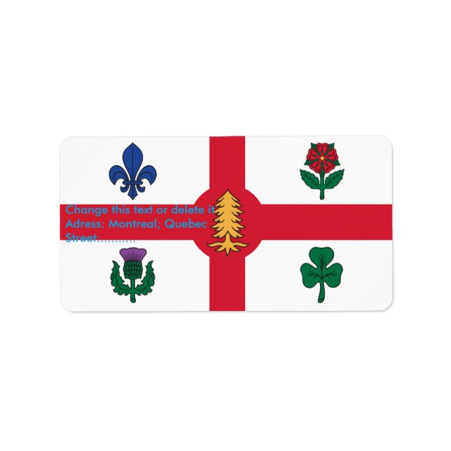 Etiqueta personalizada con la bandera de Montreal, (Frente)