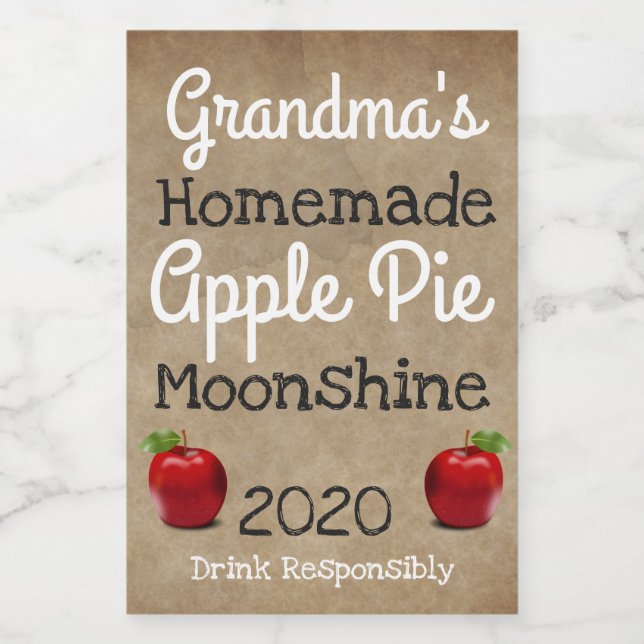 Etiqueta personalizada de Apple Pie Moonshine case (Etiqueta única)