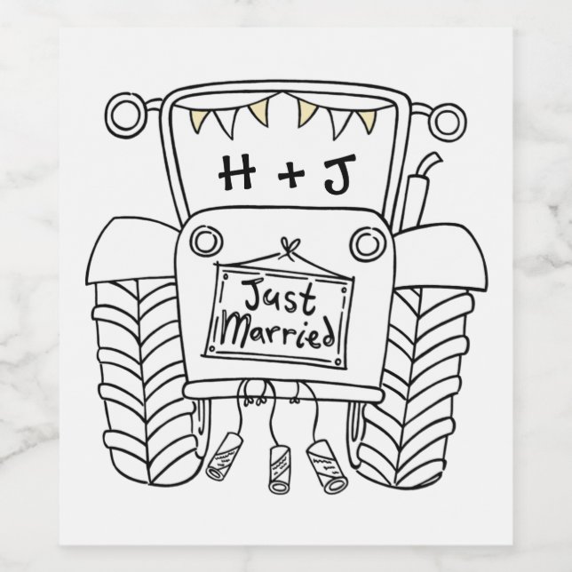 Etiqueta personalizada de botella de boda en el pa (Etiqueta única)