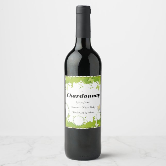 Etiqueta personalizada de botella de vino de Green (Anverso)