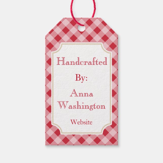 Etiqueta personalizada de diseño manual de Gingham (Anverso)