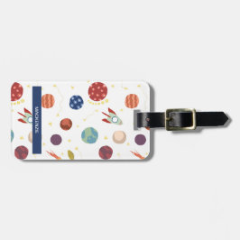 Etiqueta personalizada de equipaje cósmico azul