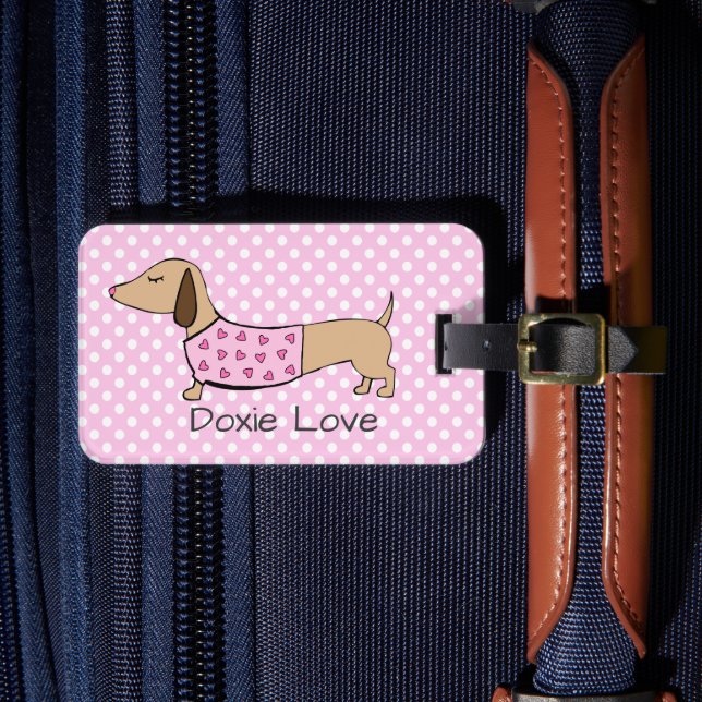 Etiqueta personalizada de equipaje de Dachshund pa (Anverso In situ 4)