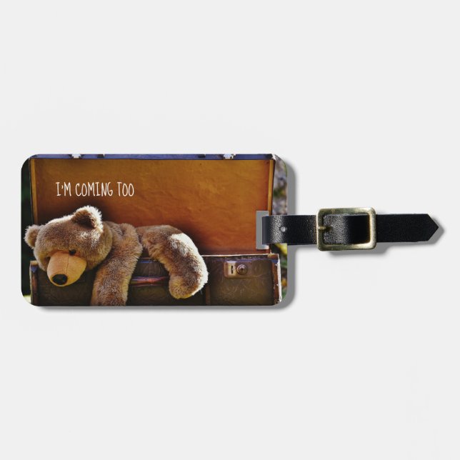 ETIQUETA personalizada de equipaje de TeddyBear (Frente Horizontal)