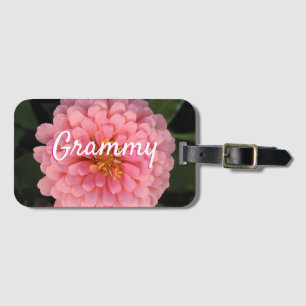 Etiqueta personalizada de equipaje de zinnia rosa 
