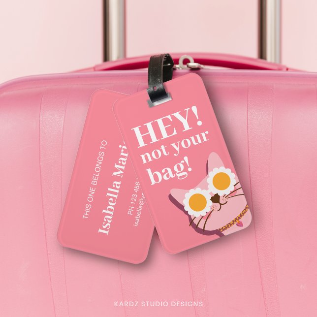 Etiqueta personalizada de equipaje para gato diver (Personalize this template with name and contact information. Stand out with this funny luggage tag.)