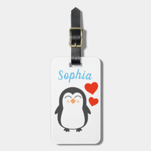 Etiqueta personalizada de equipaje pingüino corto