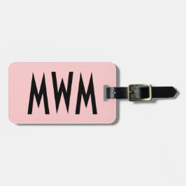Etiqueta personalizada de equipaje rosa y negro
