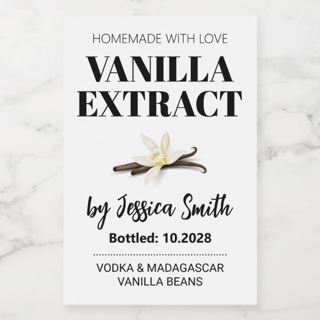 Etiqueta Personalizada de Extracto de Vainilla (Etiqueta única)