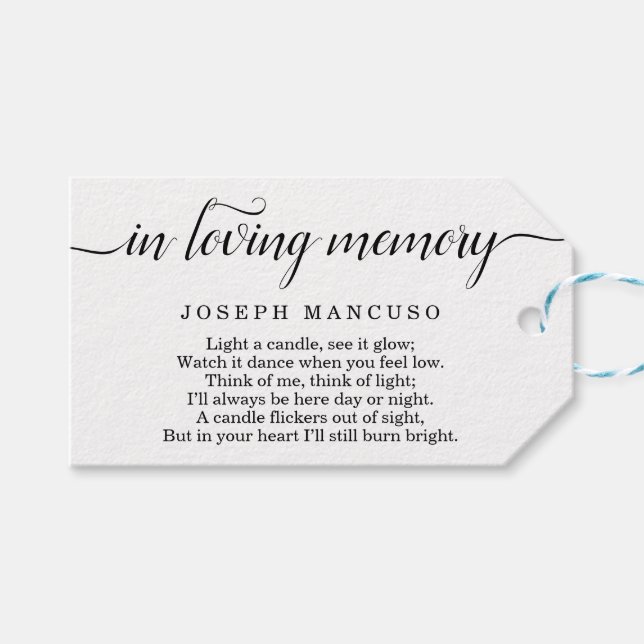 Etiqueta personalizada de favor funerario (Frente (Horizontal))