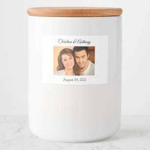 Etiqueta personalizada de favor Jar de boda fotogr