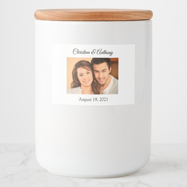 Etiqueta personalizada de favor Jar de boda fotogr (Anverso)