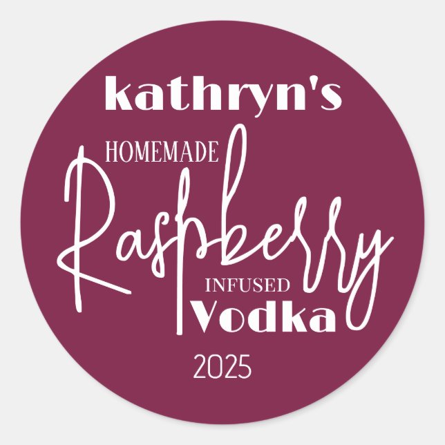 Etiqueta personalizada de frambuesa casera Vodka (Anverso)