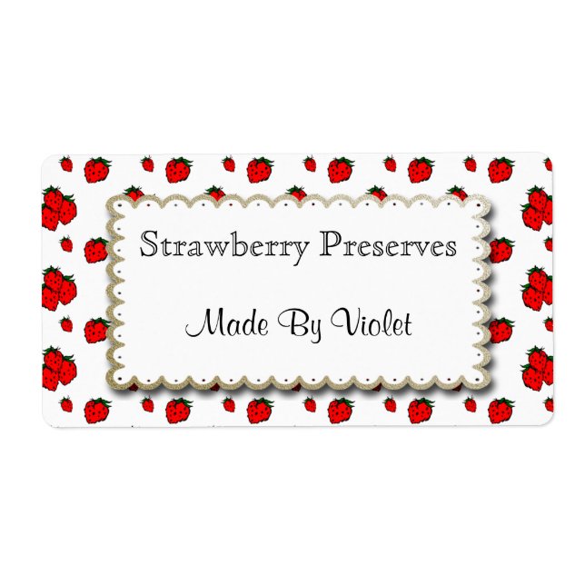 Etiqueta personalizada de fresas y flores (Frente)