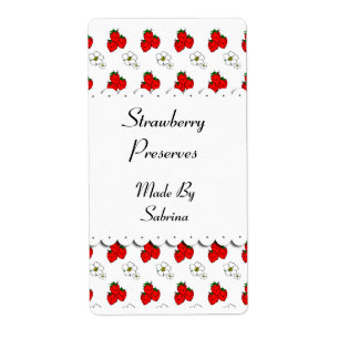 Etiqueta personalizada de fresas y flores