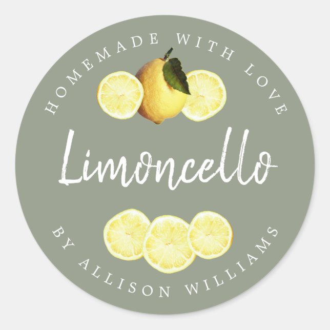 Etiqueta personalizada de Limoncello casero Verde  (Anverso)