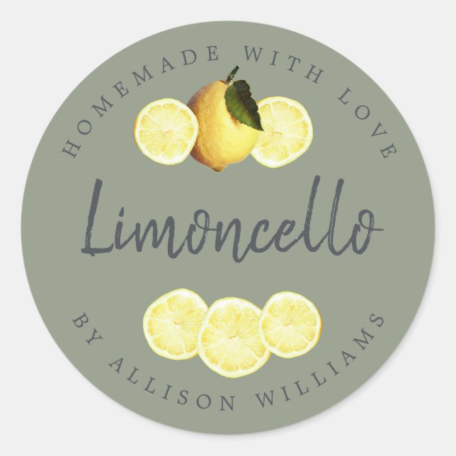 Etiqueta personalizada de Limoncello casero Verde  (Anverso)