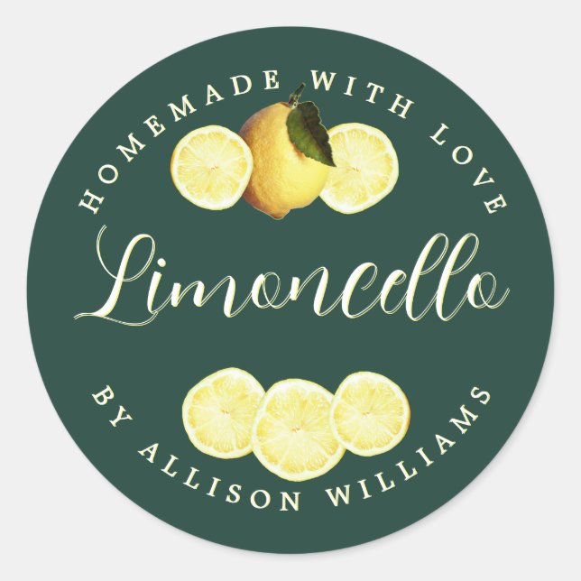 Etiqueta Personalizada de Limoncello Verde Oscuro  (Anverso)