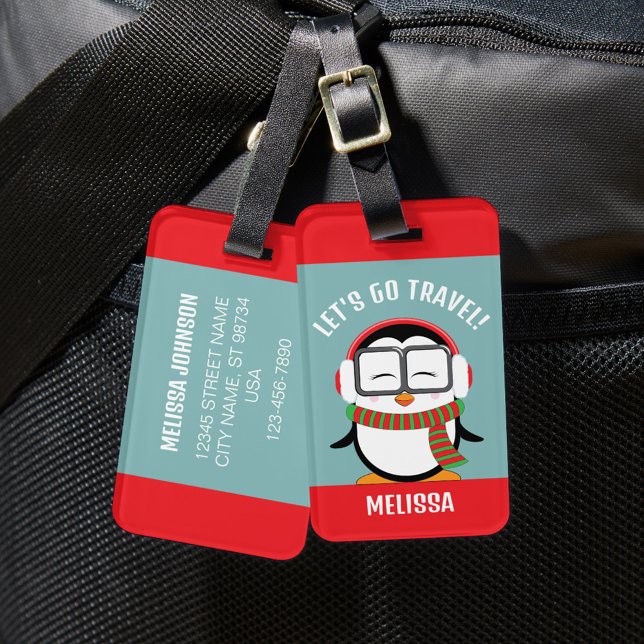 Etiqueta personalizada de maleta de pingüino cután (Subido por el creador)