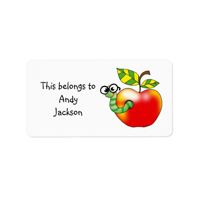 Etiqueta Personalizada de Manzana y Gusano (Frente)