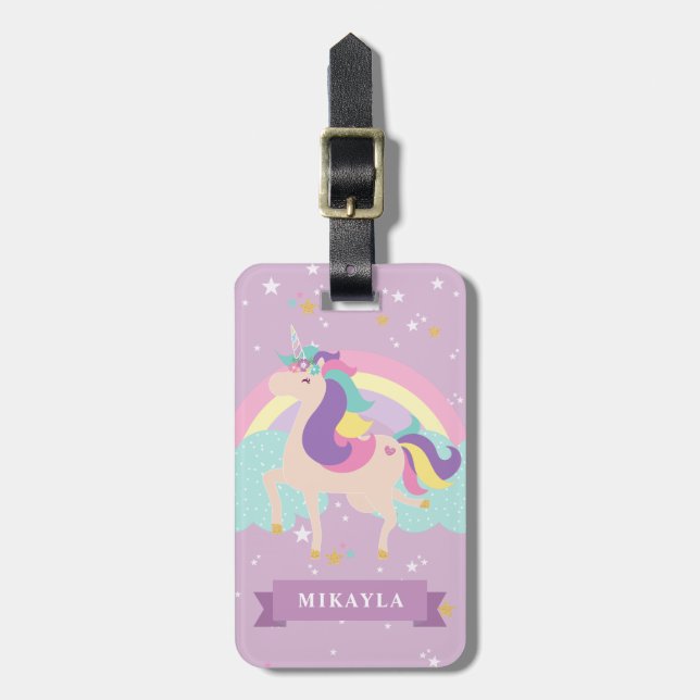 Etiqueta personalizada de monograma de Unicornio (Frente Vertical)