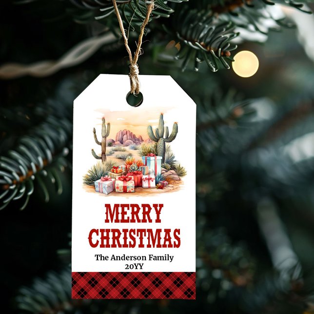 Etiqueta personalizada de Navidad Rustic Yuletide  (Rustic Yuletide Yeehaw Christmas tag personalized)