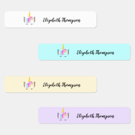 Etiqueta personalizada de niños con unicornio
