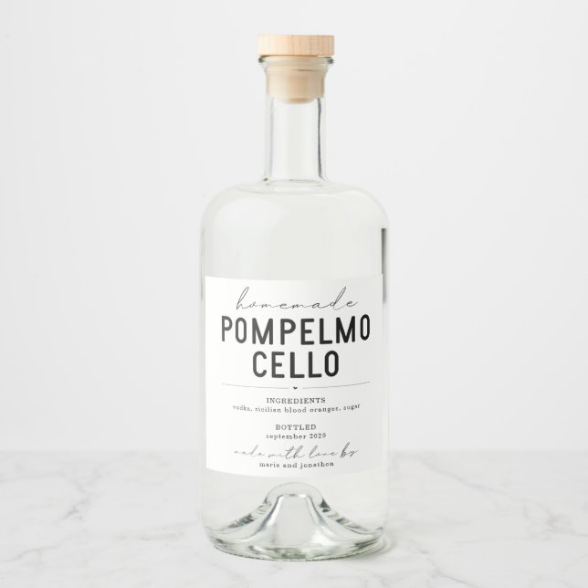 Etiqueta personalizada de pompelmocello casero (Anverso)