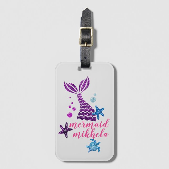 Etiqueta personalizada de portaequipajes de Sirena (Anverso vertical)