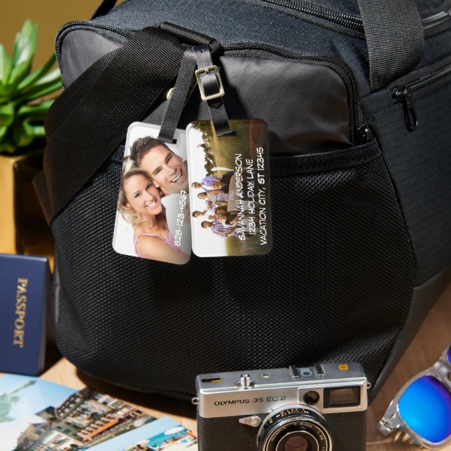 Etiqueta personalizada de portaequipajes fotográfi (Anverso & Reverso)