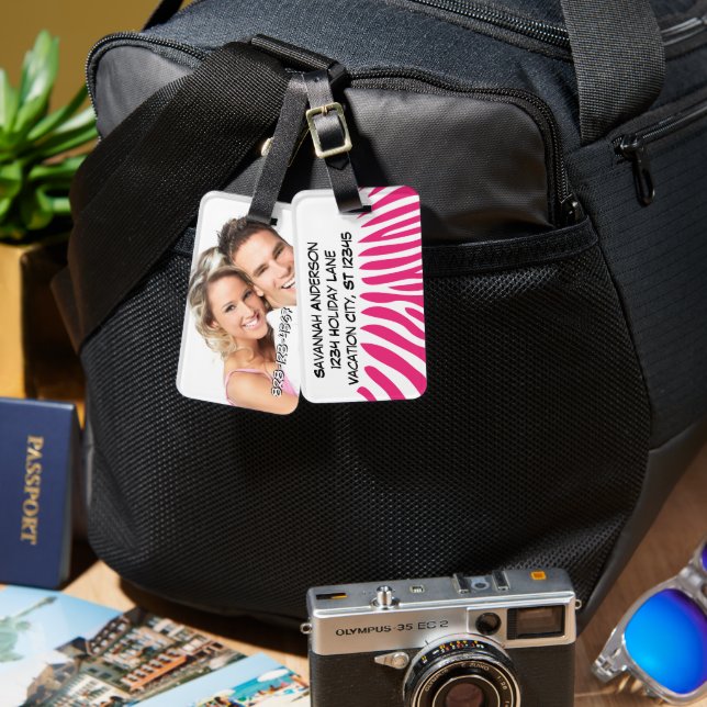 Etiqueta personalizada de portaequipajes fotográfi (Anverso & Reverso)