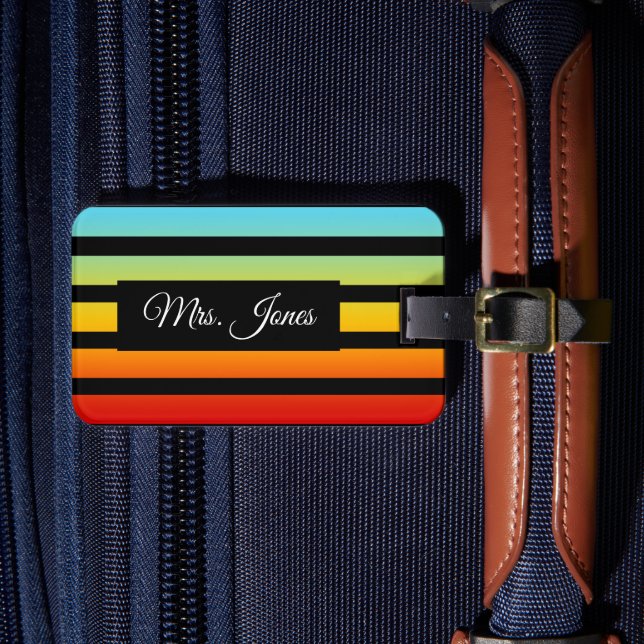 Etiqueta personalizada de portaequipajes rayados d (Anverso In situ 4)
