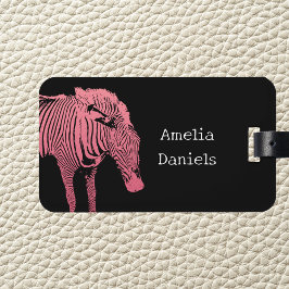 Etiqueta personalizada de portaequipajes rosa y ne