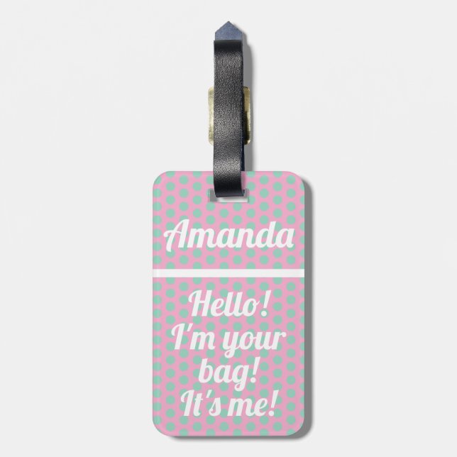 Etiqueta personalizada de portaequipajes rosados c (Atrás Vertical)