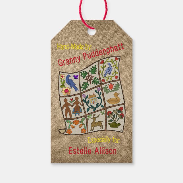 Etiqueta Personalizada de Quilters Hecha a Mano Po (Anverso)