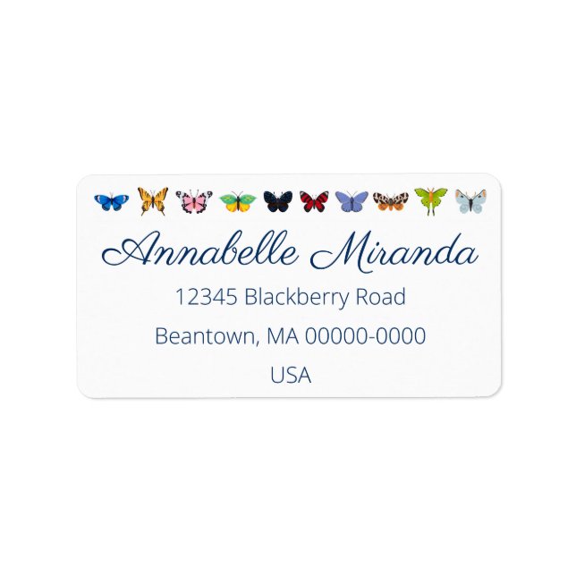 Etiqueta personalizada de surtido de mariposa colo (Frente)