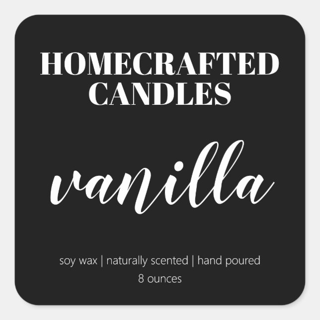 Etiqueta personalizada de velas en blanco y negro (Anverso)