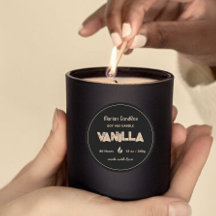 Etiqueta personalizada de velas en negro y oro