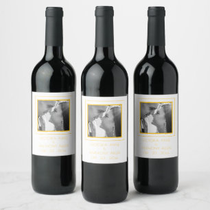 Etiqueta personalizada de vino amarillo fotográfic