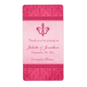 Etiqueta personalizada de vino de boda fleur de li