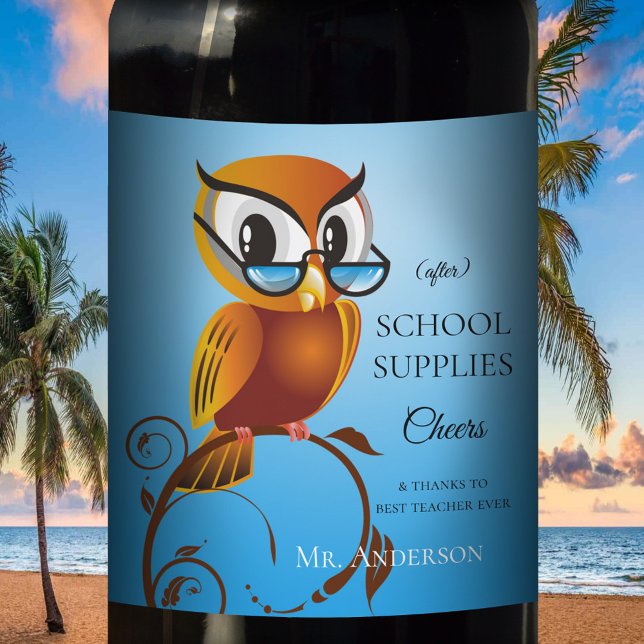 Etiqueta personalizada de vino de lechuza divertid (Subido por el creador)