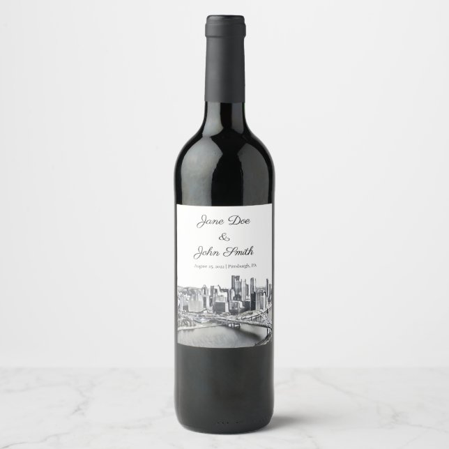 Etiqueta personalizada de vino de Pittsburgh (Anverso)